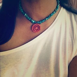 carolyn pollack Turquoise  stones beaded necklace
